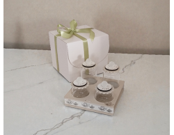 Bomboniera Matrimonio Set Porta Spezie in Vetro e Legno