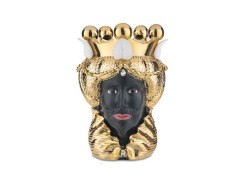 Vaso e Soprammobile Scultura Testa di moro lui ORO E NERO