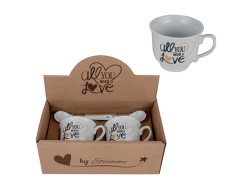 Bomboniera Set Caffè 2 Pezzi All You Need is Love con Cucchiaini e Scatola Kraft