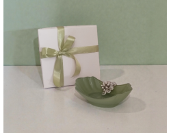 Bomboniera Matrimonio Svuotatasche con Applicazione Gioiello Verde Salvia