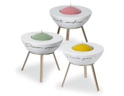 Bomboniera Solidale Portacandela Grande in Ceramica con Stand Oro assortito 3 tre varianti Quadrifoglio per Fondazione ABIO