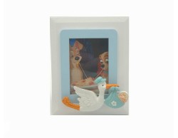 Bomboniera Battesimo mariella martini porta foto bambino cicogna