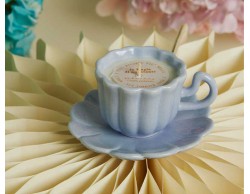 Bomboniera Matrimonio Claraluna 2026 Candela in Tazza con Piattino Azzurro