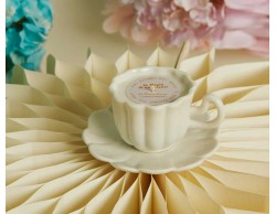 Bomboniera Matrimonio Claraluna 2026 Candela in Tazza con Piattino Bianca