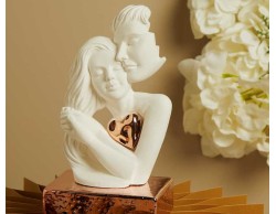 Bomboniera Matrimonio Claraluna 2026 Coppia Innamorati con Cuore su Base Oro Rosa