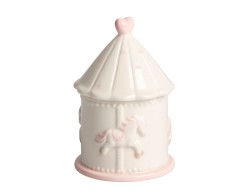 Bomboniera Harmony Battesimo Candela Giostrina in Porcellana Bimba - Con Box e Fazzoletto