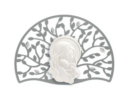QUADRO SACRO ALBERO CON LUNA MADONNA GRIGIO