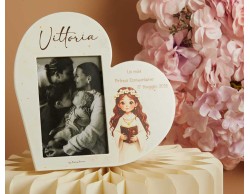 Bomboniera Claraluna Portafoto Cuore Comunione Femmina Personalizzabile
