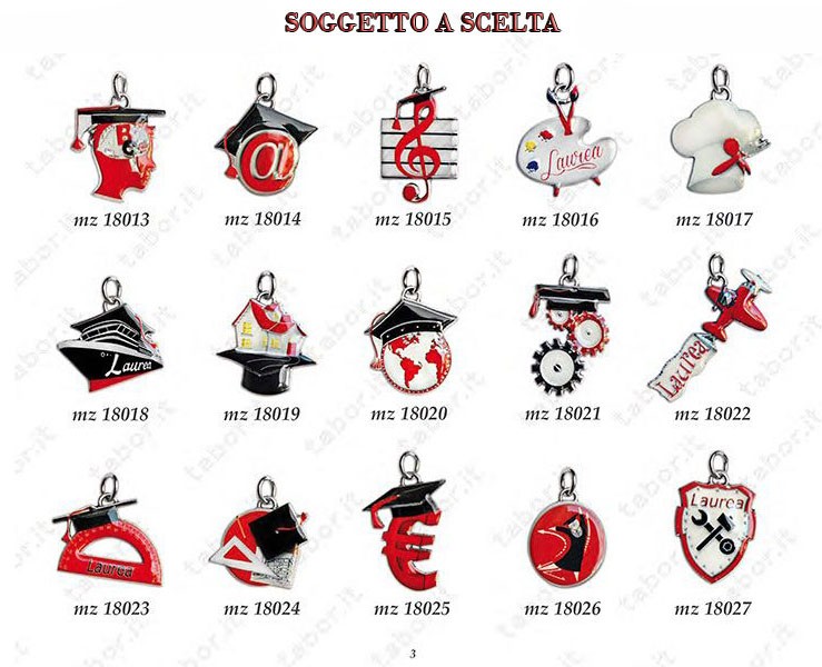 Sacchetto Laurea Tabor con ciondolo smaltato a scelta su Bomboniere Dolci Emozioni