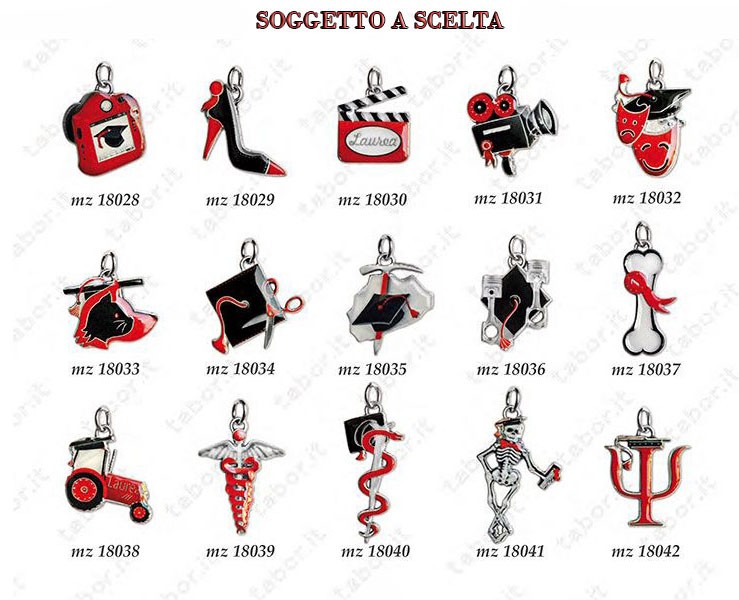 Sacchetto Laurea Tabor con ciondolo smaltato a scelta su Bomboniere Dolci Emozioni