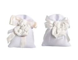 SACCHETTO MATRIMONIO MAGNETE SPOSINI RESINA BIANCHI ASSORTITI IN 2 MODELLI