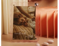 Bomboniera Claraluna Portafoto Nuvoletta Bordo Ondulato Rosa Cuore