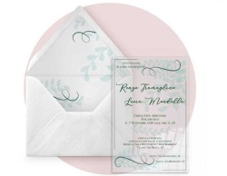 Partecipazione di nozze in plexiglass trasparente  rettangolare con foglie