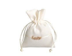 SACCHETTO PANNA COTONE CON APPLICAZIONE ORO "LOVE"