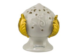 Bomboniera Matrimonio Harmony Pumo Bianco piccolo con foglie oro con led con box cilindrico e fazzoletto prmt21380