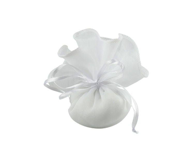 Bomboniera Matrimonio Harmony Pumo Bianco piccolo con foglie oro con led con box cilindrico e fazzoletto prmt21380 su Bomboniere Dolci Emozioni