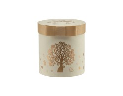 Bomboniera Matrimonio Harmony Pumo Bianco piccolo con foglie oro con led con box cilindrico e fazzoletto prmt21380 su Bomboniere Dolci Emozioni