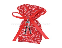 Bomboniera Laurea Architettura ciondolo in bagno argento compasso smaltato con sacchetto