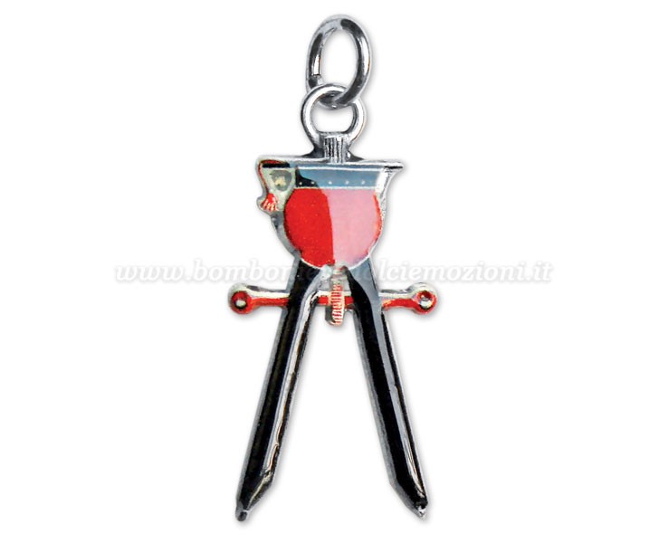 Bomboniera Laurea Architettura ciondolo in bagno argento compasso smaltato con sacchetto su Bomboniere Dolci Emozioni