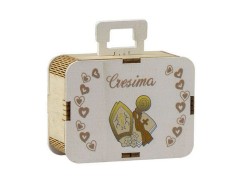 Portaconfetti harmony scatolina valigia con simbolo cresima stampato a colori