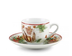 Set 6 Tazze Caffè con Piattino - 100 ml, Decorazioni Natalizie