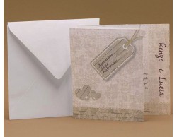 Partecipazioni di nozze targhetta legno con annuncio e nomi