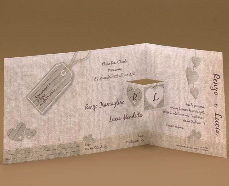 Partecipazioni di nozze targhetta legno con annuncio e nomi su Bomboniere Dolci Emozioni