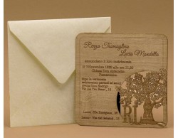 Partecipazione di nozze su legno