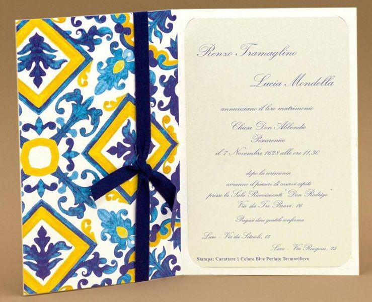 Partecipazione di Matrimonio tema maiolica su Bomboniere Dolci Emozioni