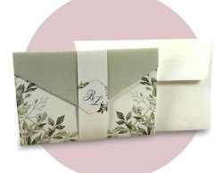 Partecipazioni di matrimonio con decori di fiori con nastro