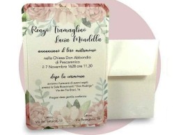 Partecipazione di nozze rettangolare con stampa motivo floreale