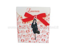 Bomboniera Laurea manager donna - Ciondolo in bagno argento Smaltato con Scatola Rossa