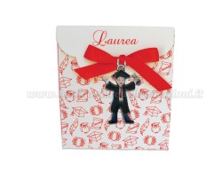 Bomboniera Laurea uomo - Ciondolo in bagno argento Smaltato con Scatola Rossa