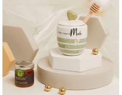 BOMBONIERA MATRIMONIO CLARALUNA portamiele VERDE CON BARATTOLO MIELE 40GR INCLUSO