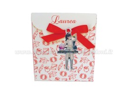 Bomboniera Laurea chimica donna - Ciondolo in bagno argento Smaltato con Scatola Rossa