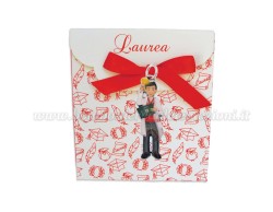 Bomboniera Laurea ingegneria elettronica uomo - Ciondolo in bagno argento Smaltato con Scatola Rossa