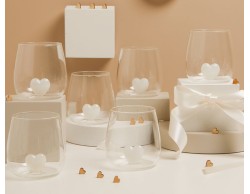 Bomboniera Matrimonio Claraluna Set 6 Bicchieri in Vetro con Cuore Bianco