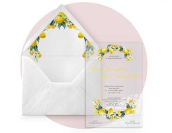 Partecipazione di nozze in plexiglass trasparente rettangolare tema limoni