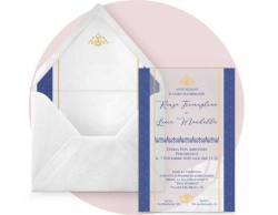 Partecipazione di nozze in plexiglass trasparente rettangolare con tema maioliche