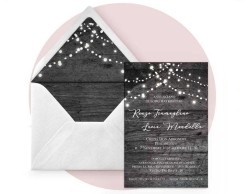 Partecipazione di nozze in plexiglass trasparente rettangolare con sfondo nero