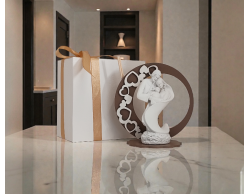 Bomboniera Matrimonio Lampada LED Sacra Famiglia con Cuori in Resina e Legno