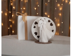 Bomboniera Matrimonio Lampada LED Sposi con Cuori in Resina e Legno