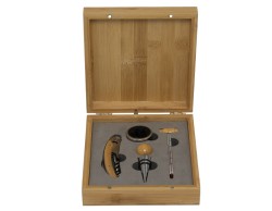 BOMBONIERA MATRIMONIO HARMONY SET DA VINO 4 PEZZI CON SCATOLA IN LEGNO