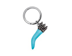 Portachiavi Corno corona smaltato celeste