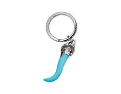 Portachiavi Corno dea bendata smaltato celeste
