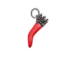 Ciondolo Corno corona smaltato rosso