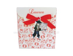 Bomboniera Laurea Economia Ciondolo in bagno argento donna con scatolina portaconfetti