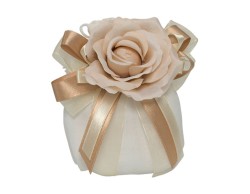 SACCHETTO COTONE BIANCO CON ROSA TESSUTO COLORE TORTORA