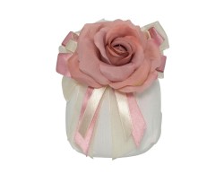 SACCHETTO COTONE BIANCO CON ROSA TESSUTO COLORE ROSA ANTICO