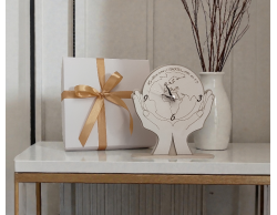 Bomboniera Matrimonio Orologio da Tavolo Mani con Mappamondo in Legno